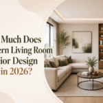 Modern living room interior design cost in 2026 with luxury contemporary living room setup and premium home decor