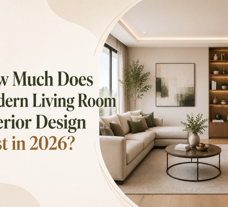 Modern living room interior design cost in 2026 with luxury contemporary living room setup and premium home decor