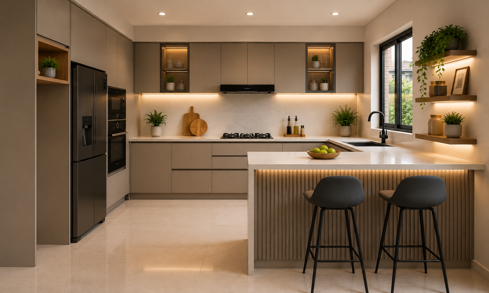 G-Shaped or Peninsula Kitchen
