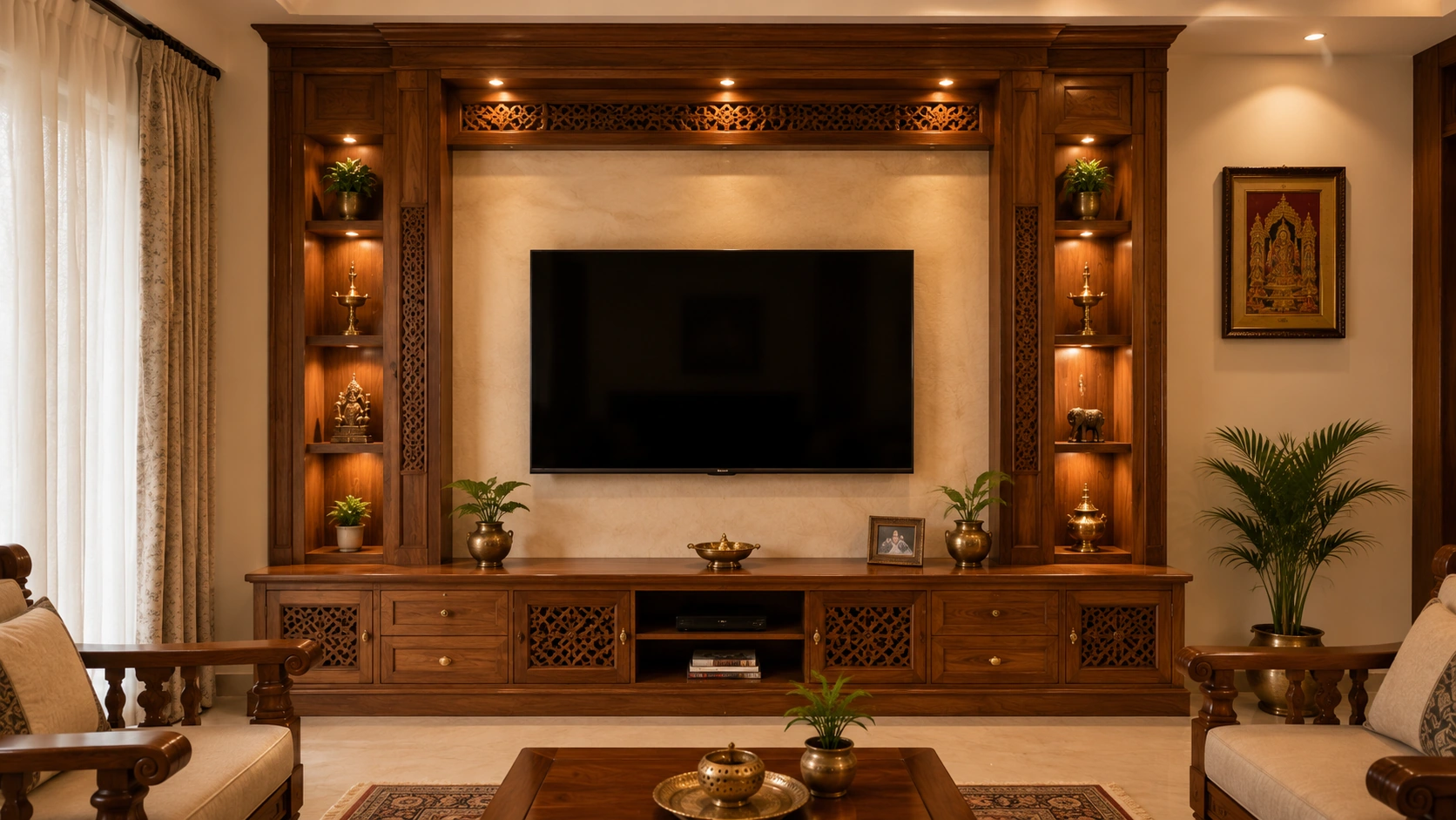 Traditional Wooden Tv Unit Design