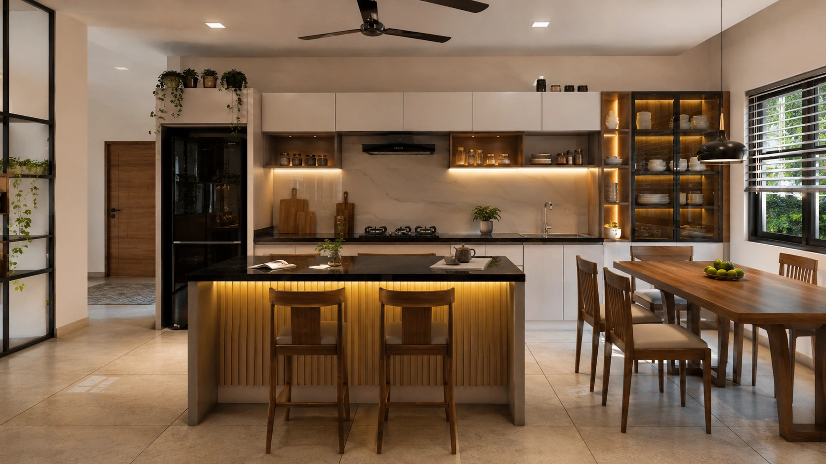 Open kitchen design for a modern Kerala home